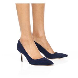 Manolo Blahnik 70mm navy satin heels, like new